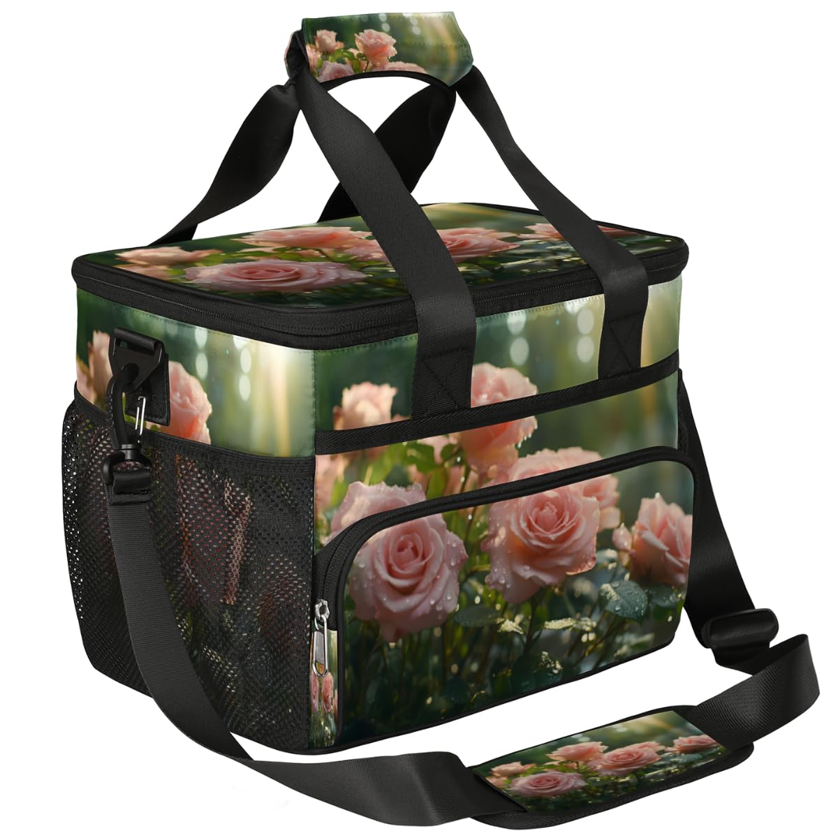 Sun Shine Insulated Picnic Backpack Lunch Box for Women Men Picnic Basket Tote Lunch Bag Picnic Bag Portable Lunch Bags for Picnic, Beach, Work, Trip,Office, Camp Pinks Roses