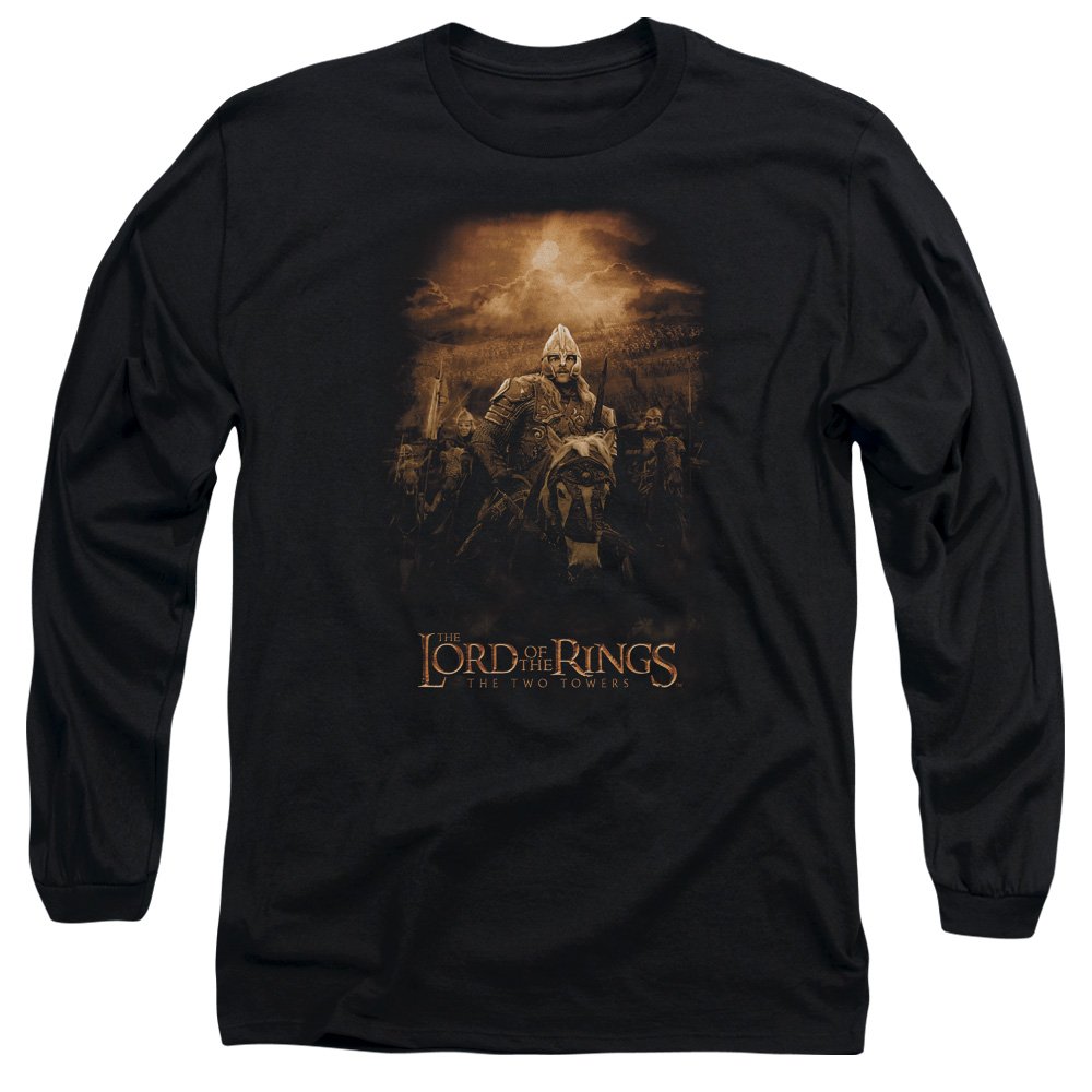 The Lord of The Rings Trilogy Two Towers Riders of Rohan Eomer Adult L Sleeve T Black