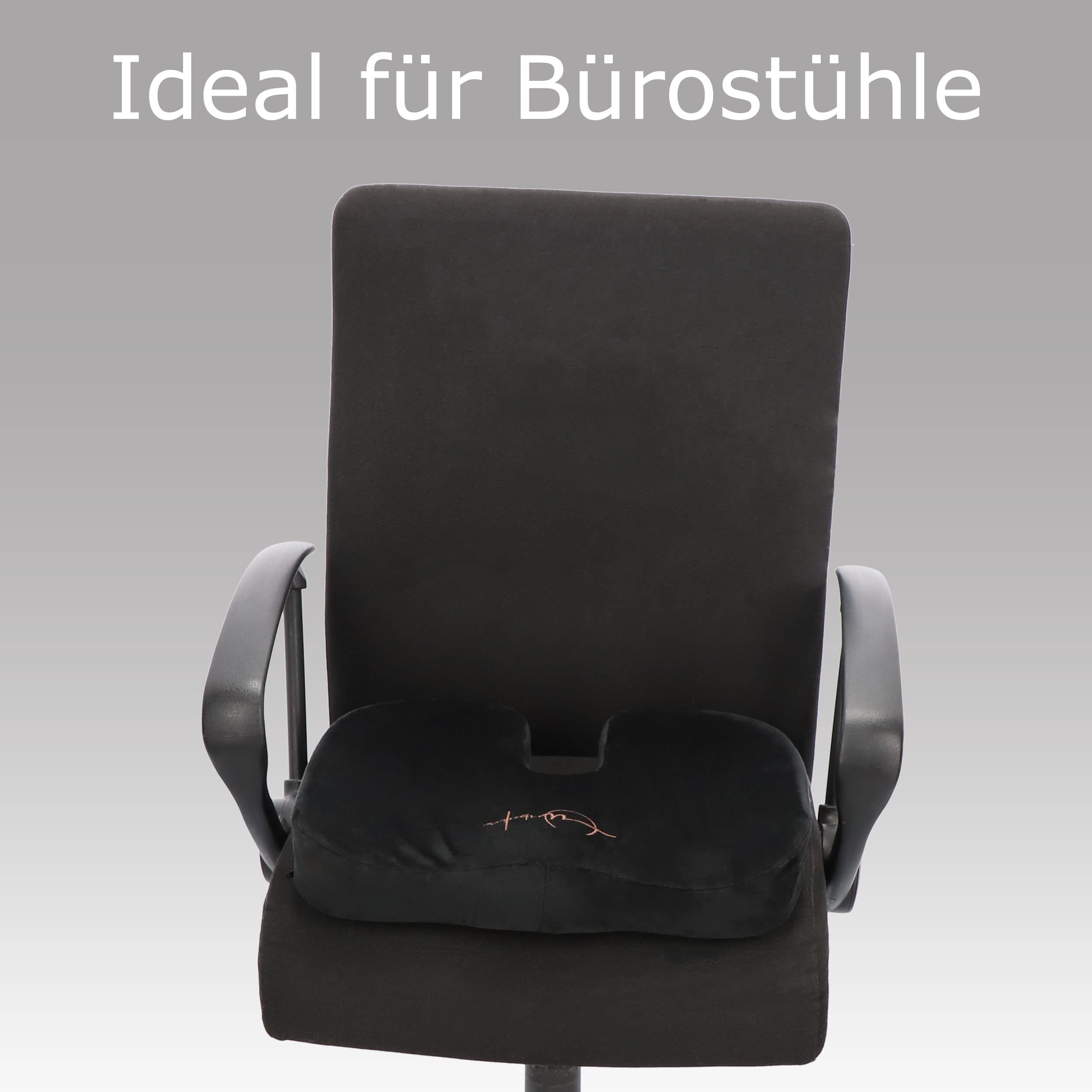 Umberline Cuscino Ortopedico In Memory Foam Per Sedia Ufficio E Auto – Supporto Per Schiena, Coccige E Fianchi – Fondo Antiscivolo, Federa Rimovibile (Blu) - 2