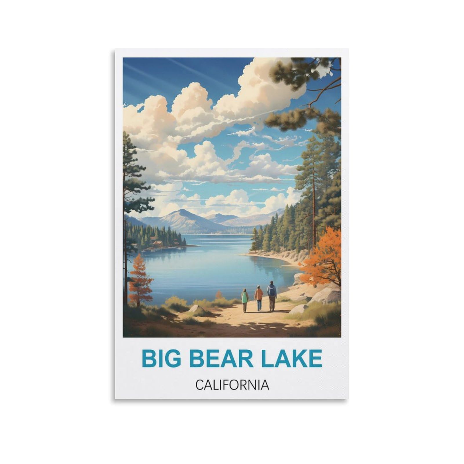 Metal Tin Sign Big Bear Lake Californias,Decoration for Home Wall Art Kitchen Bar Pub Room Farm Garage Vintage Retro Poster Plaque 30x30cm