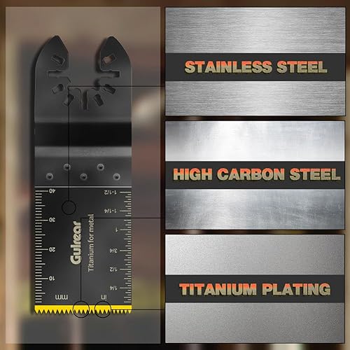 Miniatura 3 de 28 hojas de sierra oscilantes universales, incluye 6 cuchillas oscilantes de titanio multiherramienta para metal y material duro, cuchillas