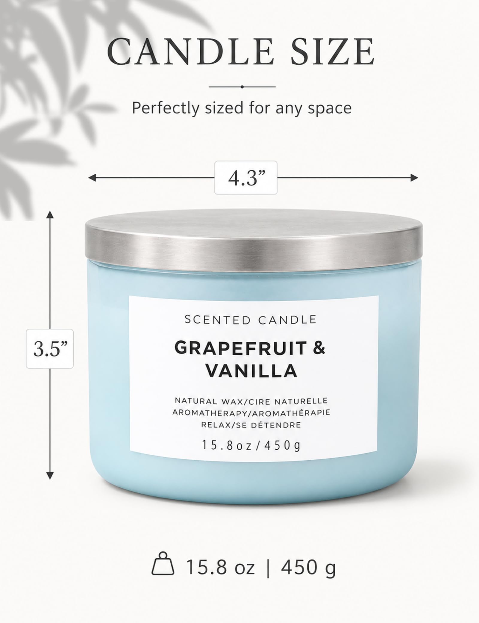 Grapefruit Vanille 3 Dochte Duftkerzen Winterdüfte – Natürliche Soja-Kerzen für Zuhause – Beruhigende Aromatherapie-Kerze Geschenk für Frauen und Männer – 450 ml große entspannende Kerze, stark