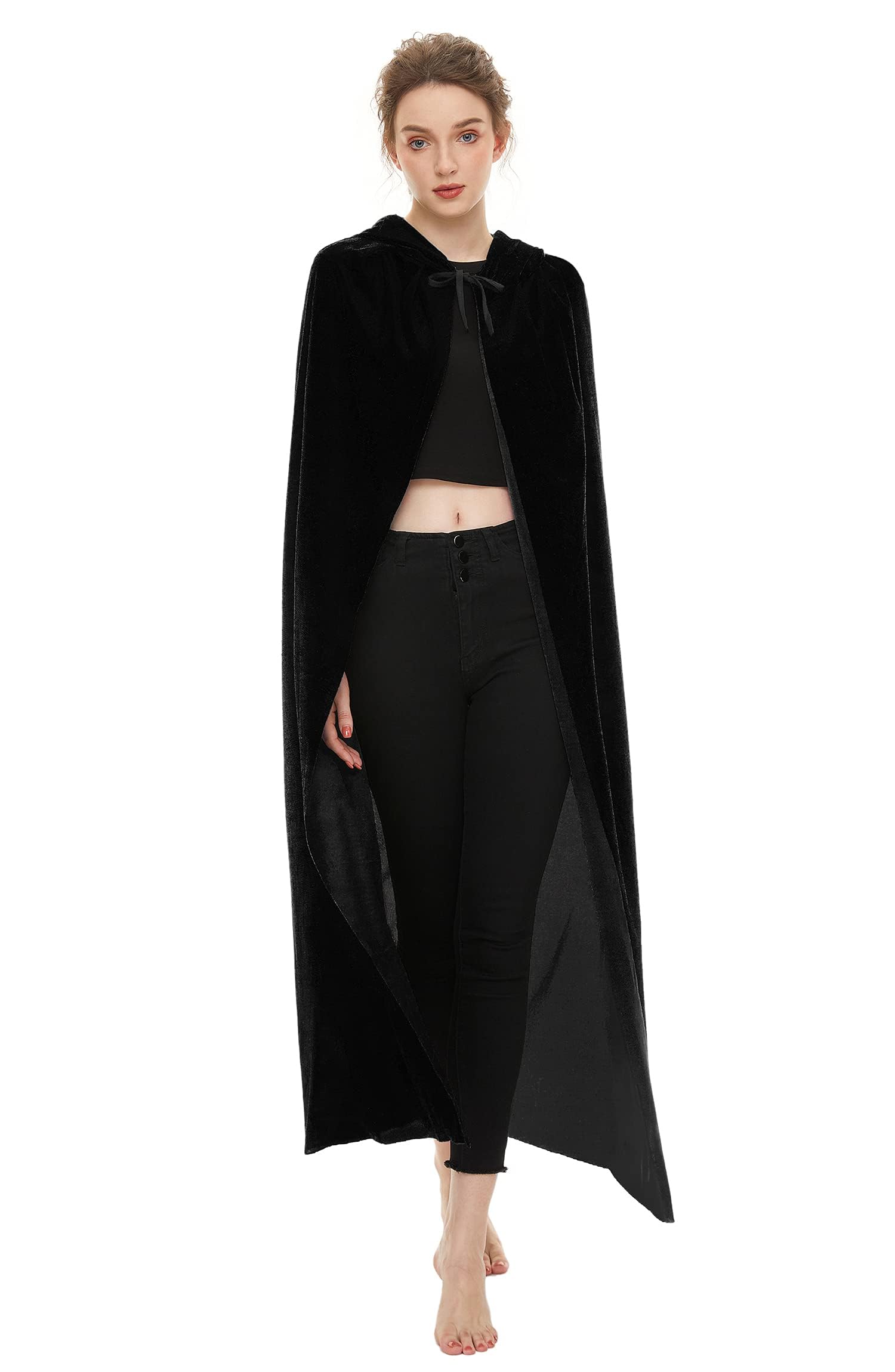 NebulaGlam Halloween Cape with Hood, Devil Costume, Witch Costume, Vampire Cape, Adult Halloween Costume for Men and Women (Black) - Image 4