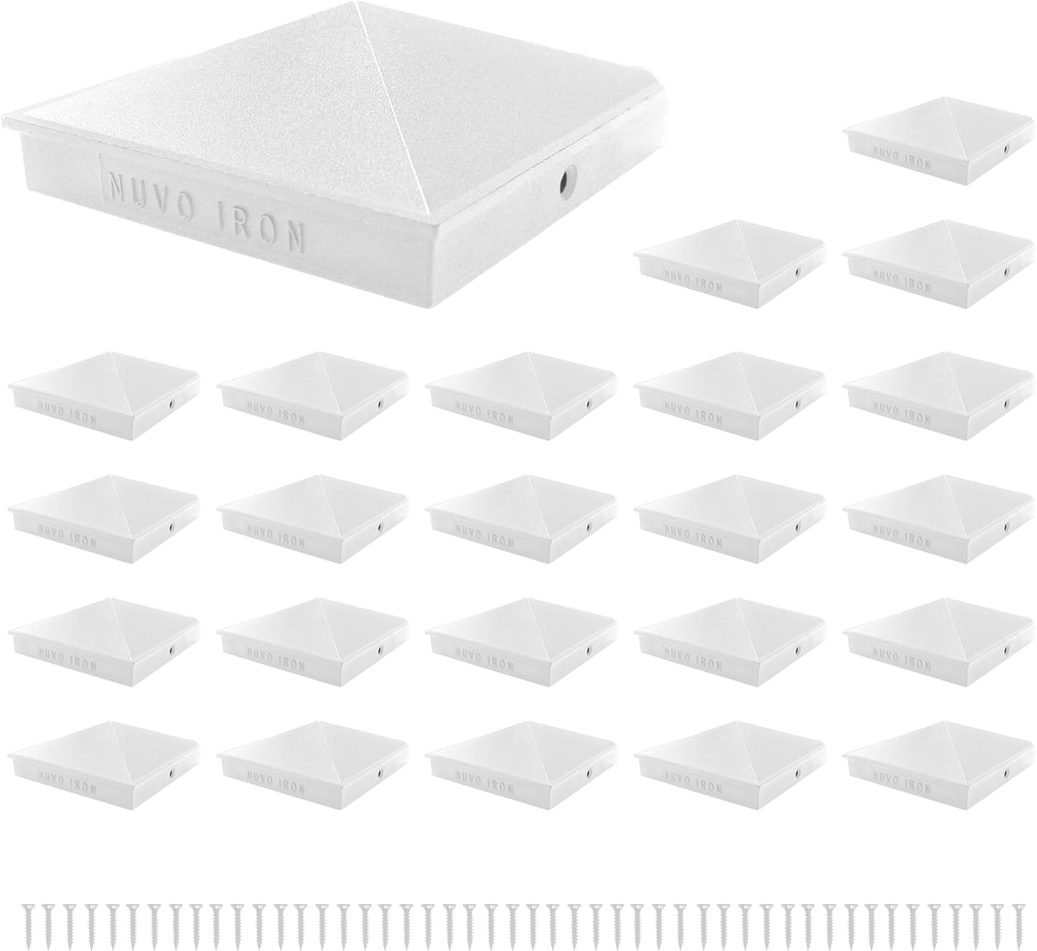 Nuvo Iron 4-in x 4-in White Aluminum Ornamental Pyramid Post Cap - Pack of 24