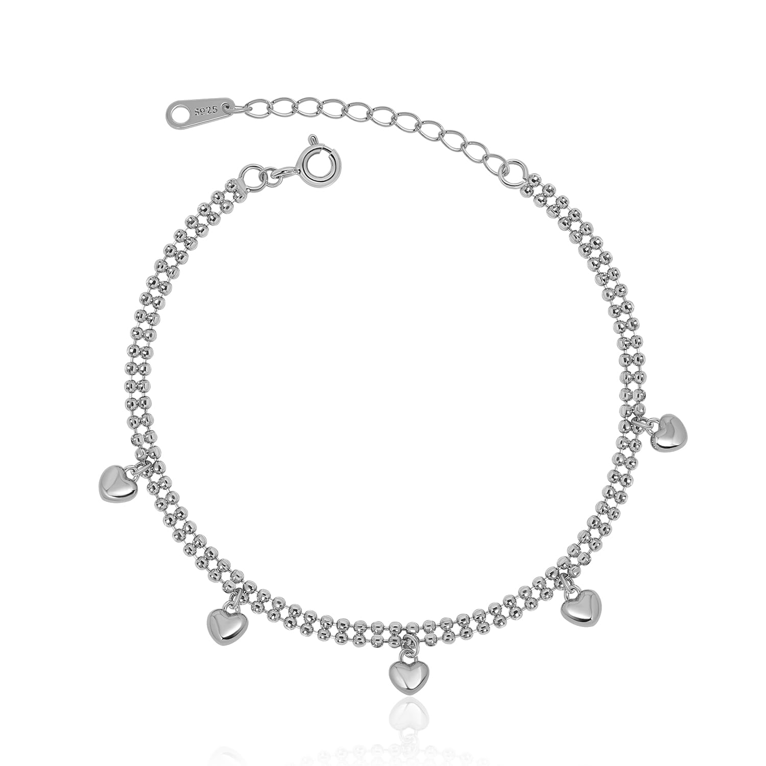 Meissa Bracciale per donne Argento Sterling Bracciale fiore carino Palla minuscola Floreale Bracciale d'oro Ragazze Gioielli Regalo, Argento