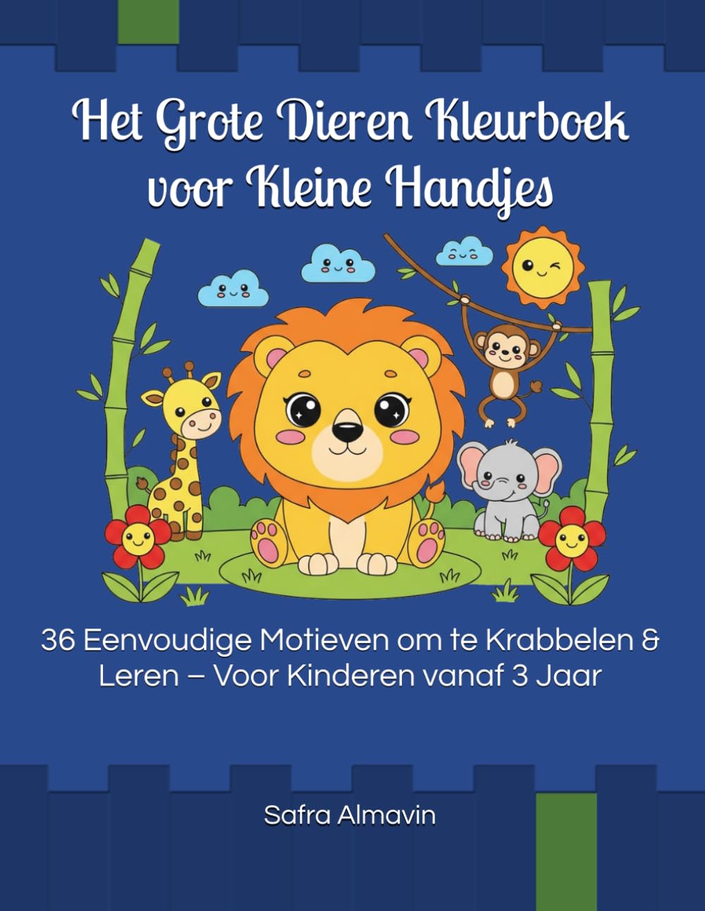 Mijn Eerste Kleurboek vanaf 3 Jaar: 36 Schattige Dieren met Dikke Lijnen: Eenvoudig Krabbelboek voor Peuters ter Bevordering van Motoriek & ... Formaat om te Kleuren voor Jongens & Meisjes