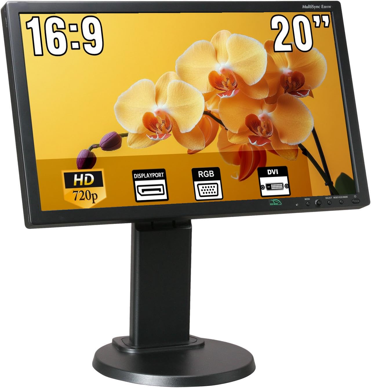 Monitor 20" HD 720p RICONDIZIONATO 16:9, display port, vga e dvi con schermo pivot.