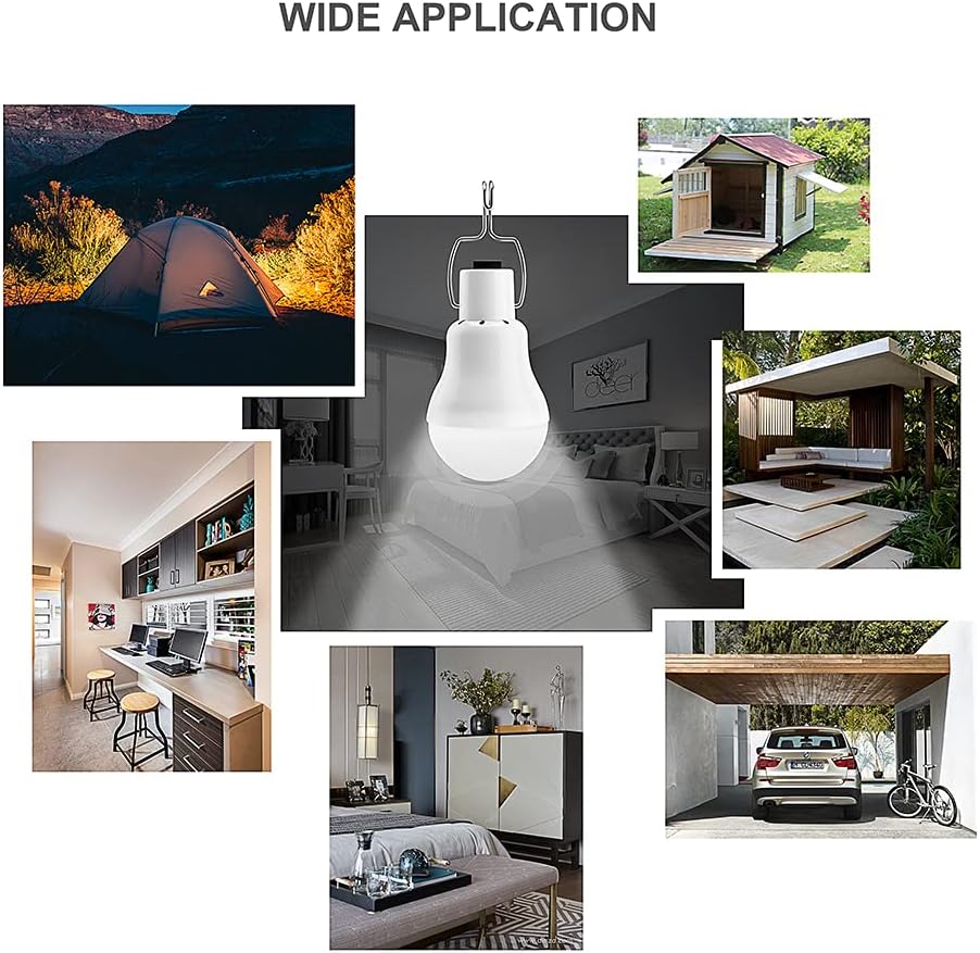 Solar Light Bulbs, Portable Outdoor Light-Operated Control Solar Tent Light with Rechargeable Battery for Chicken Coop Camping Hiking
