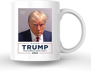 Trump Mugshot - 11 Ounce Coffee Mug - Trump 2023 Georgia Jail Mugshot - Coffee Cup - Premium Ceramic White Novelty Coffee Mug - Printed In USA