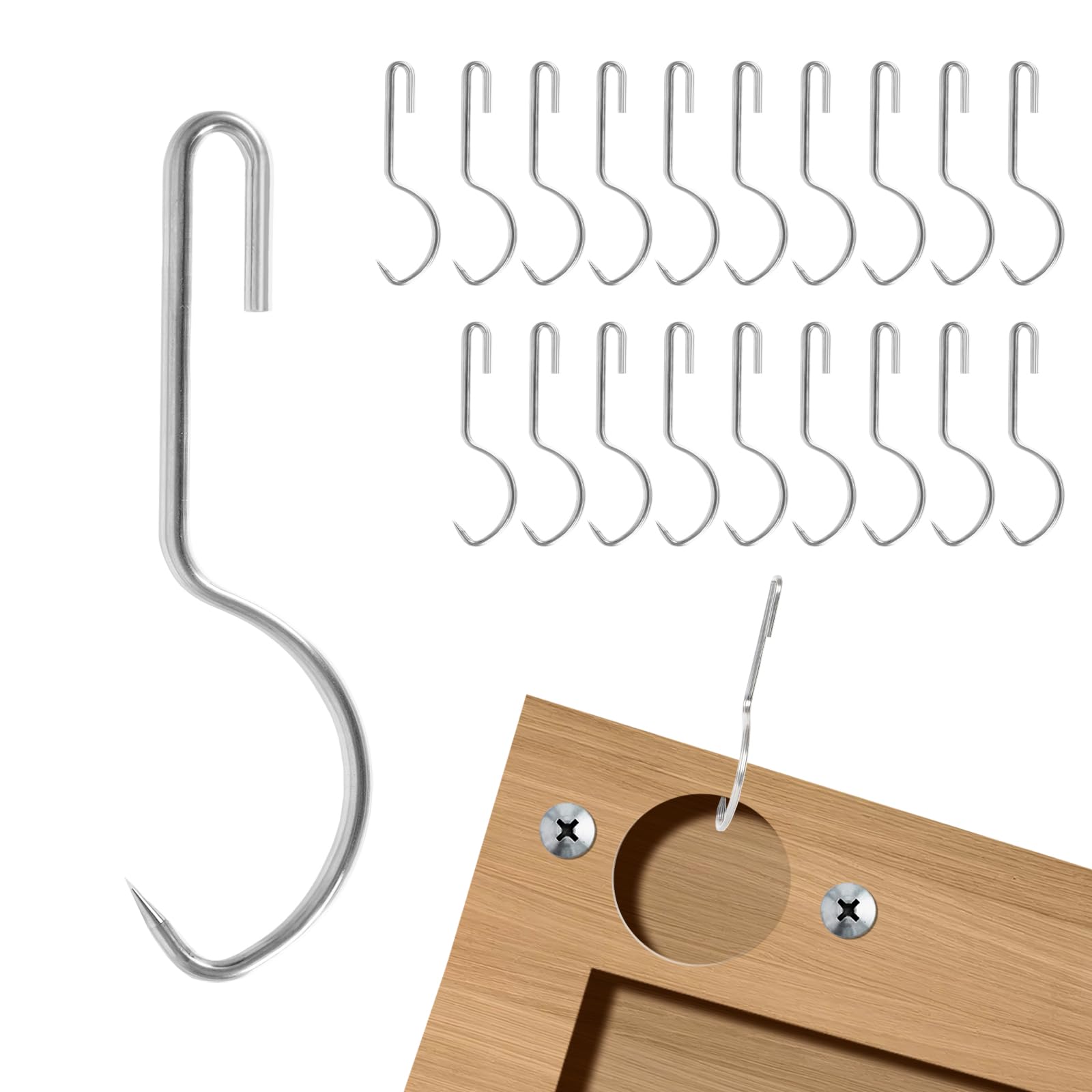 20 Pcs Cabinet Door Painting Hangers 3mm Thicken Metal Hooks for Painting No-Drill Spray Drying Rack Clips for Cabinet Door Brackets Paint Drying Hanging Hooks for DIY Wood Working Tools (20, 3 mm)