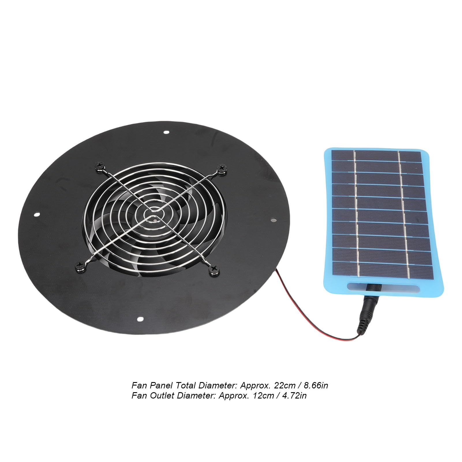 Tnfeeon Kit de Ventilador de Paneles Solares, Ventilador de Escape de Energía Solar Round 5W Panel Solar Portátil Panel Solar Ventilador Tranquilo para los Invernaderos de Pollo.