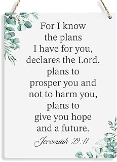 For I Know the Plans I Have for You Jeremiah 29:11 Inspirational Decor Christian Gifts Bible Verse Wall Art Scripture Wooden Hanging Sign for Modern Home Office Wall Art Decoration 8 x 10 Inches