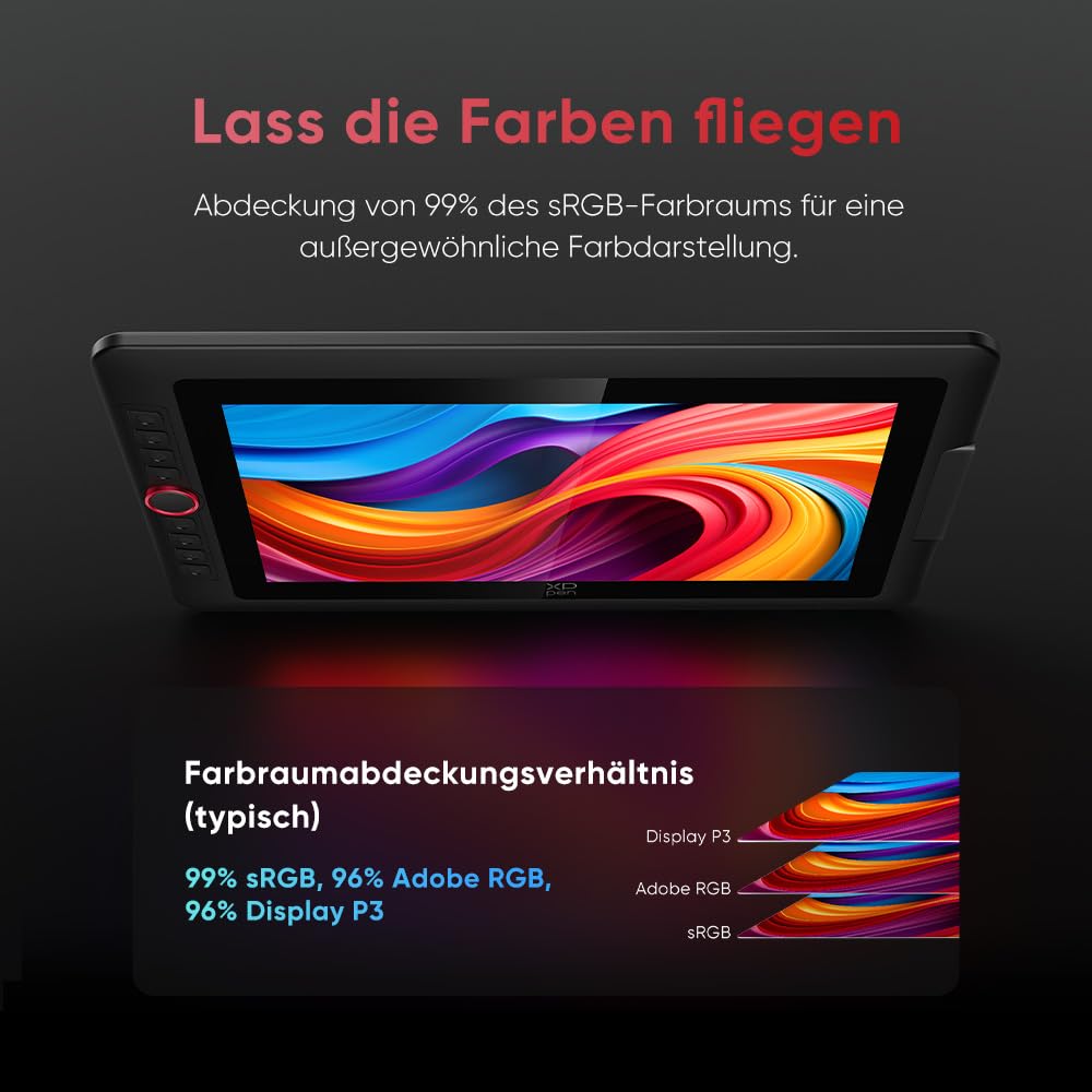 XPPen Artist 15,6 Pro V2 Tablet graficzny z ekranem 15,4 cala 16K poziomów nacisku 8 klawiszy czerwone kółko składany stojak