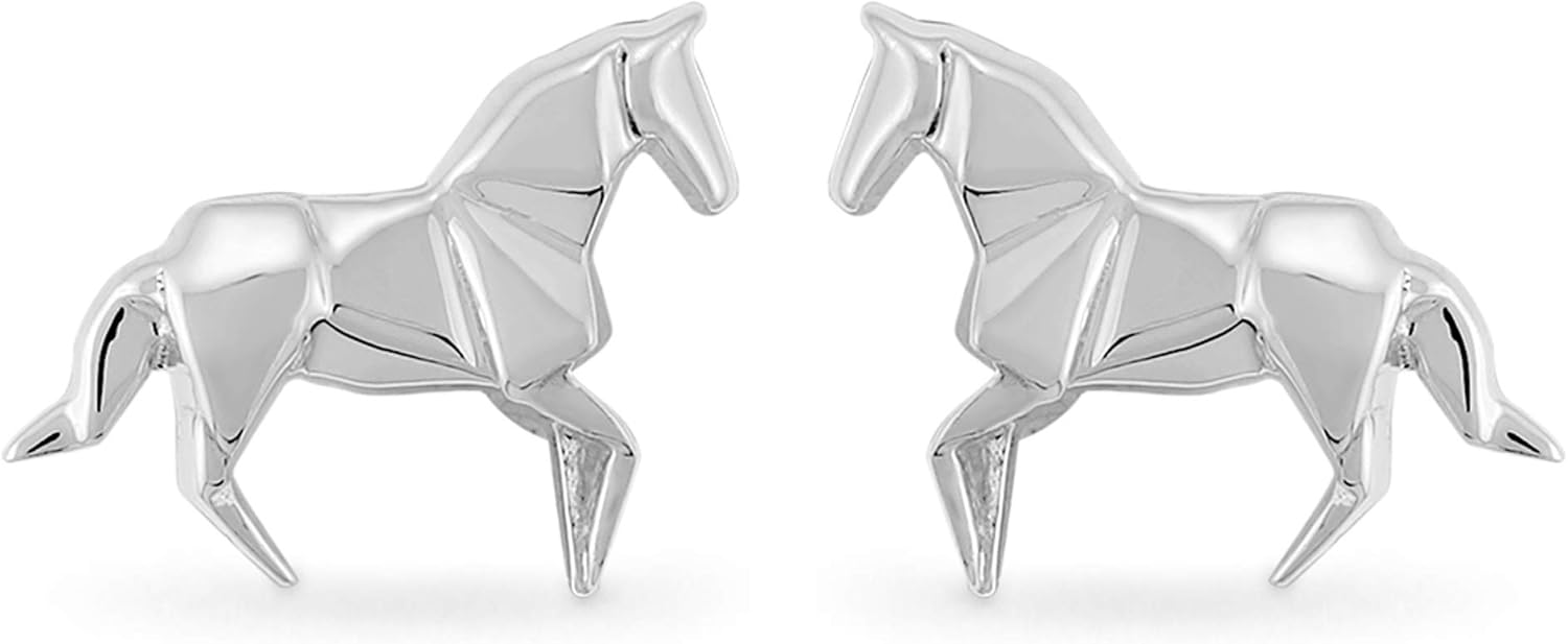 Boma Jewelry Sterling Silver Origami Horse Stud Earrings