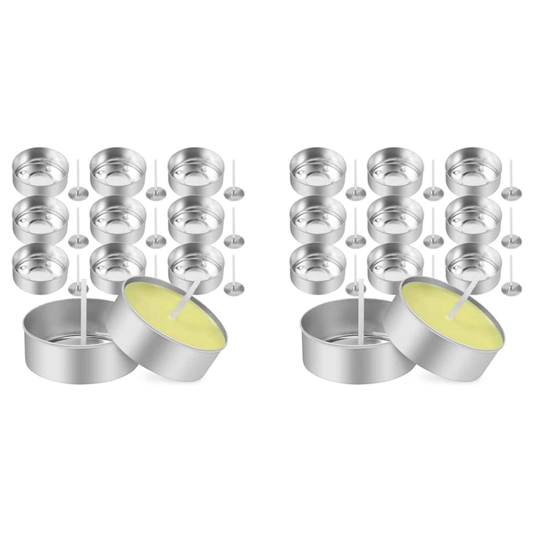 Hndhbfgrt 300Pcs Aluminum Tea Lights Cups, Metal Tea Light Tins with 300 Pcs Candle Wicks Empty Candle for Candle Lovers
