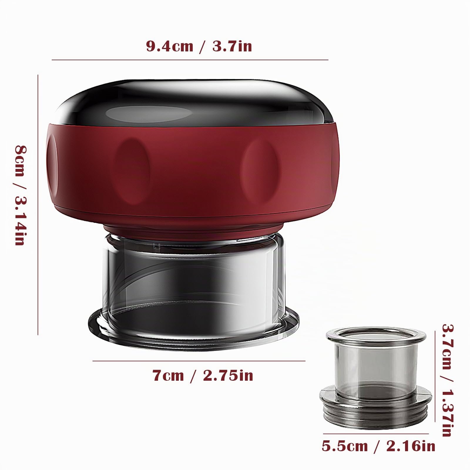 Ventosa Eléctrica para Masaje, Dispositivo de Masaje Inteligentes Masajeador con Mando a Distancia Set de Ventosas Gua Sha Vacío con 12 Niveles de Temperatura y Succión para Aliviar el Dolor Muscular