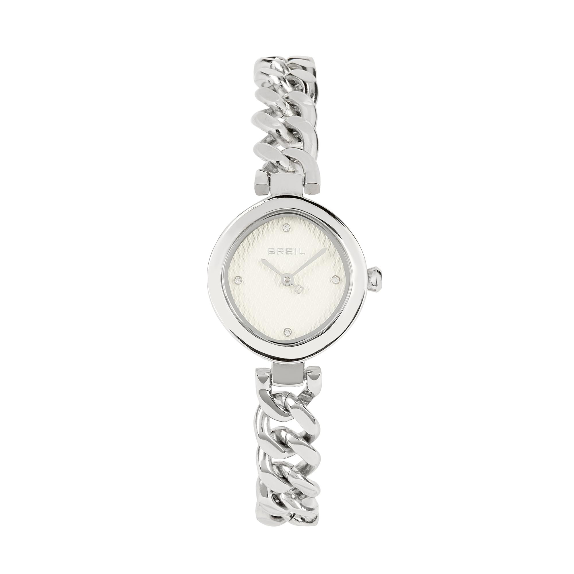 Breil, Collezione Lou, Orologio Donna Solo Tempo 2H, Acciaio Lucido, Quadrante con Dettagli Luminosi, Bracciale Gioiello a Tre Maglie, Chiusura a Gioielleria, Resistente all'Acqua, Idea Regalo Donna