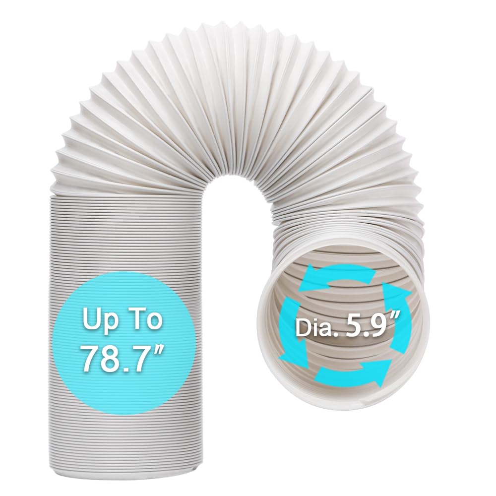 BEWAVE Portable Air Conditioner Hose, Portable Exhaust Vent Hose with 15CM Diameter, Universal Replacement AC Vent Hose Length up to 200CM
