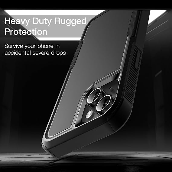 JETech Rugged Case for iPhone 14, Black