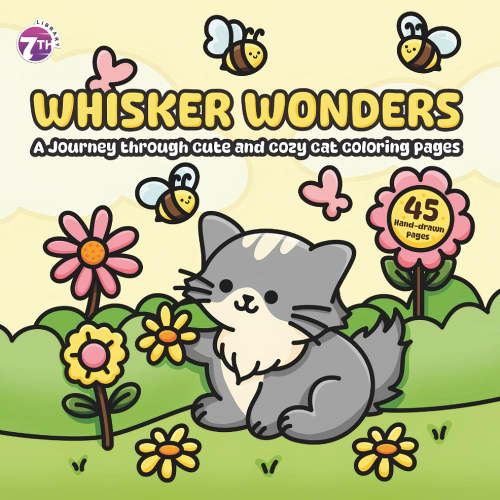 Whisker Wonders: A Journey Through Cute and Cozy Cat Coloring Pages for Adults and Kids - Stress Relief and Relaxation with Adorable Kittens