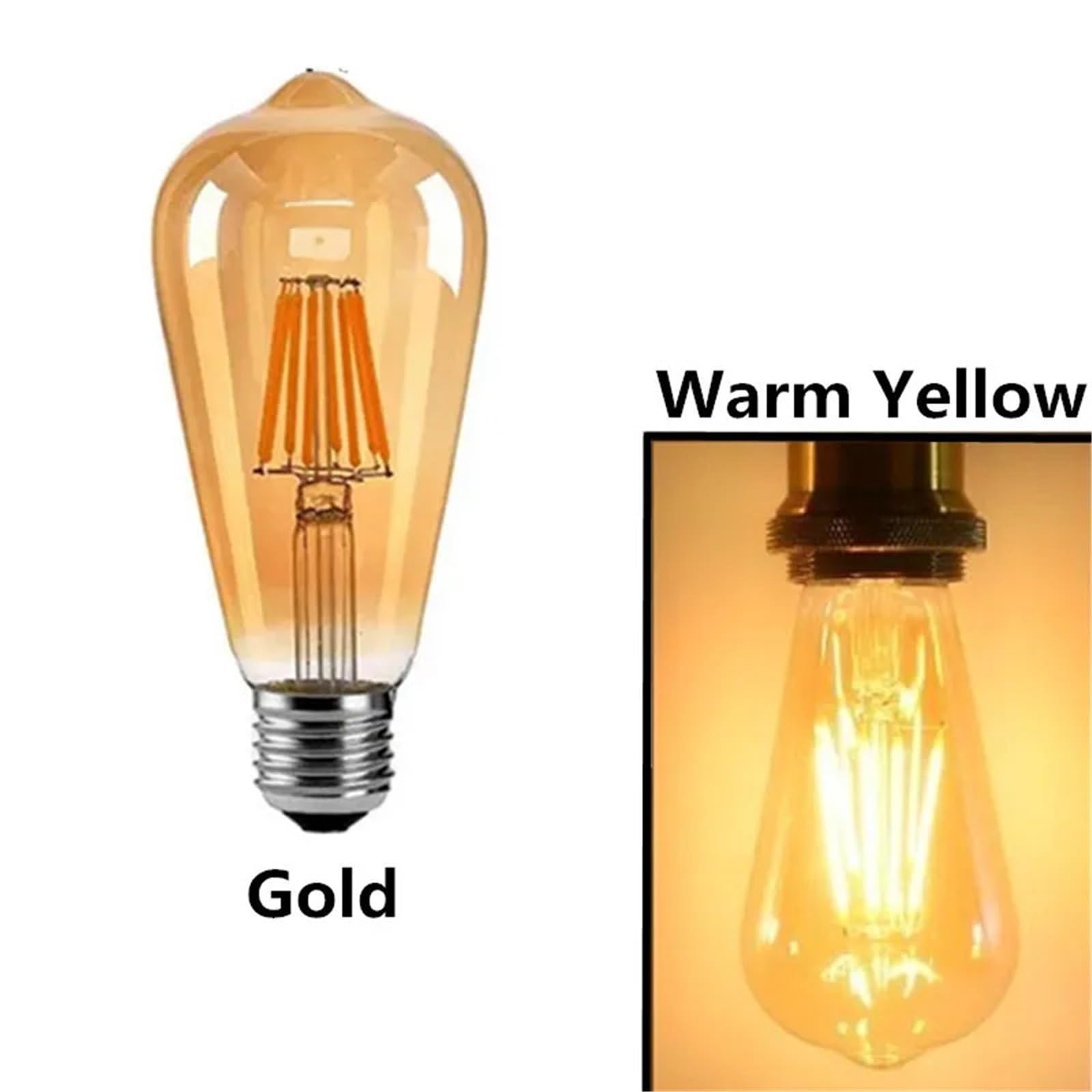 Bombilla LED de maíz, 10 Unidades, LED ST64, 4 W, 6 W, 8 W, Regulable, E27, lámpara Edison Vintage, Aspecto de Cristal Retro, Bombilla de maíz.