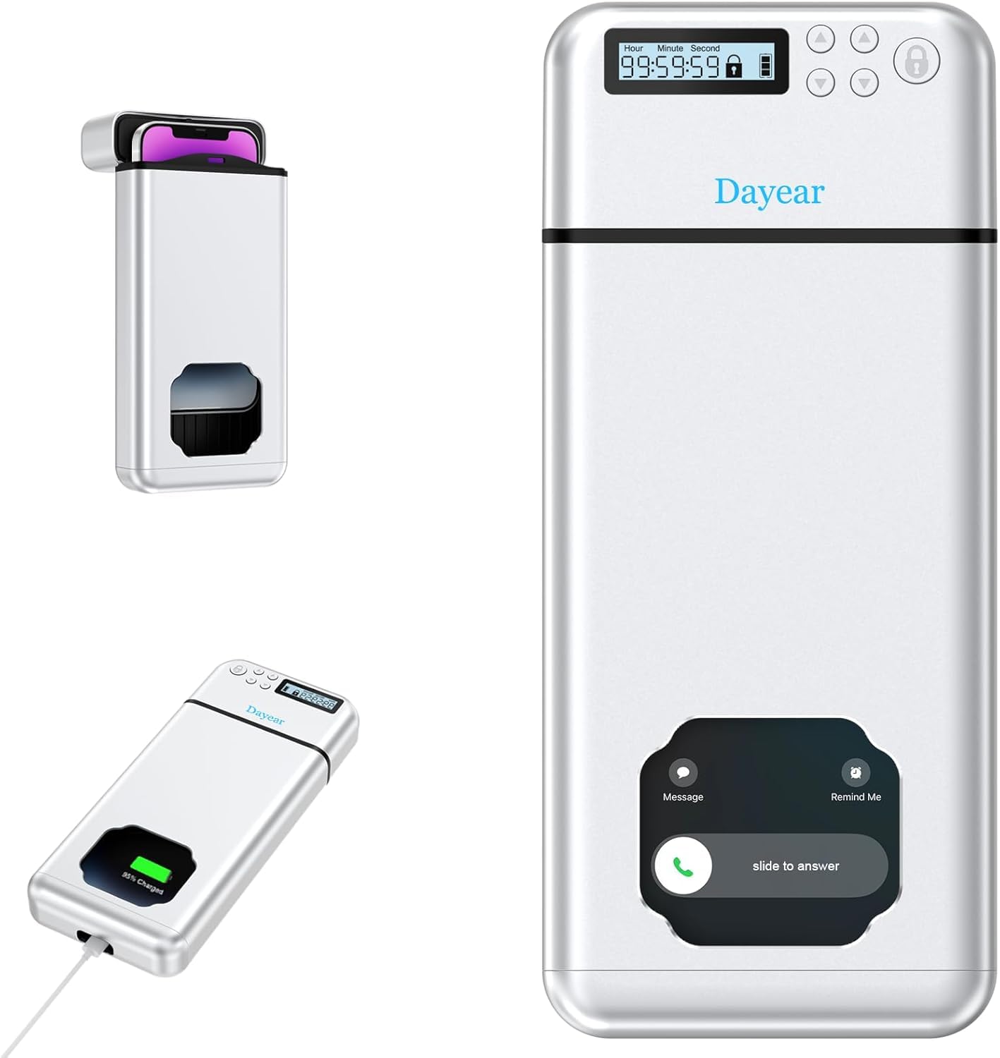 Phone Lock Box, Safe Timed Lock Box für iPhone/Android, Telefon Gefängnis mit Timer, Telefon Gefängnis Hilfe Kinder/Erwachsene Selbststeuerung/Silber