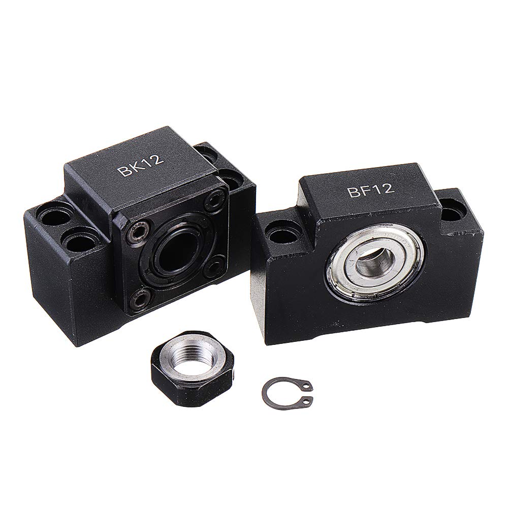 RanDal 2pcs BK12 BF12 Supports d'extrémité de vis à billes pour vis à billes SFU1605 SFU1610 CNC XYZ Pièces en Acier au Carbone Noir