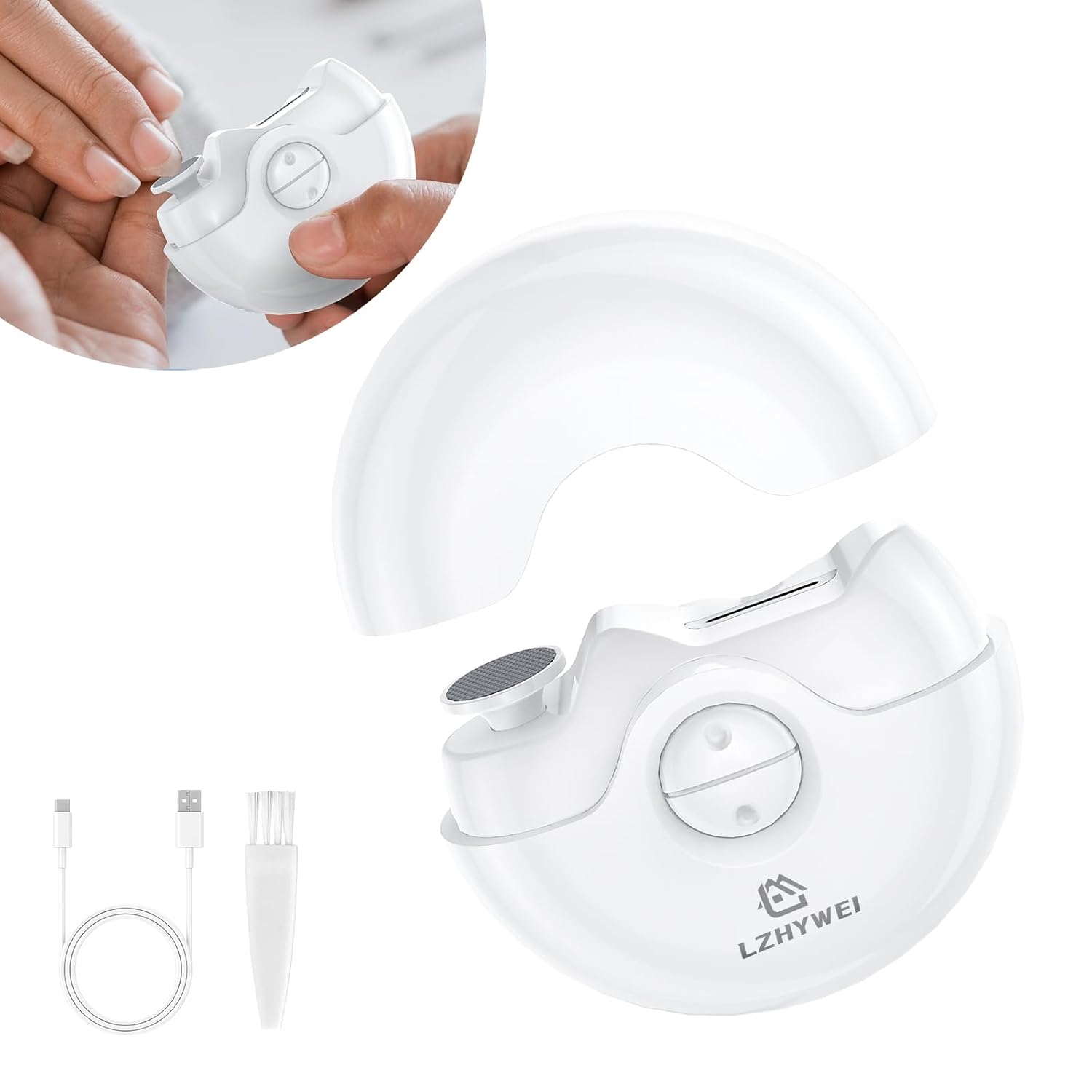 Electric Nail Clipper with Nail File and Scraps Storage Rechargeable Safety Fingernail Trimmer 2 in 1 Manicure Tool for Elderly Adults Children Care Communities, Caregivers, Kids Men Women