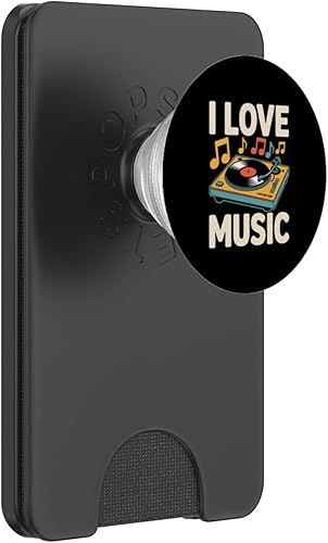 I Love Music Retro Vinyl Turntable Design PopSockets PopWallet for MagSafe