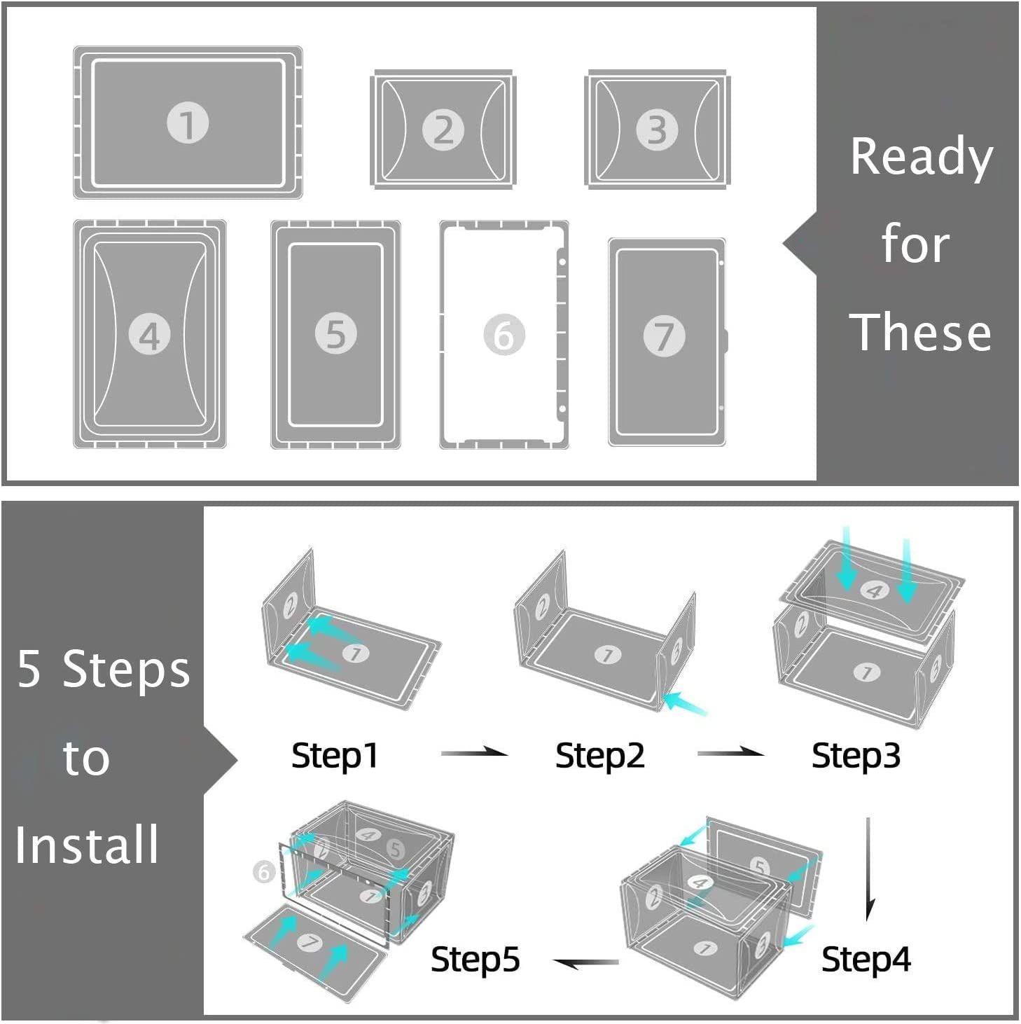 AYSIS Multipurpose Sneaker Containers Bins,Shoe Storage Box,Clear Plastic Stackable Shoe Organizer For Closet,Space Saving Foldable Shoe Sneaker Containers Bins Holders (Pack Of 3,White Transparent) 1