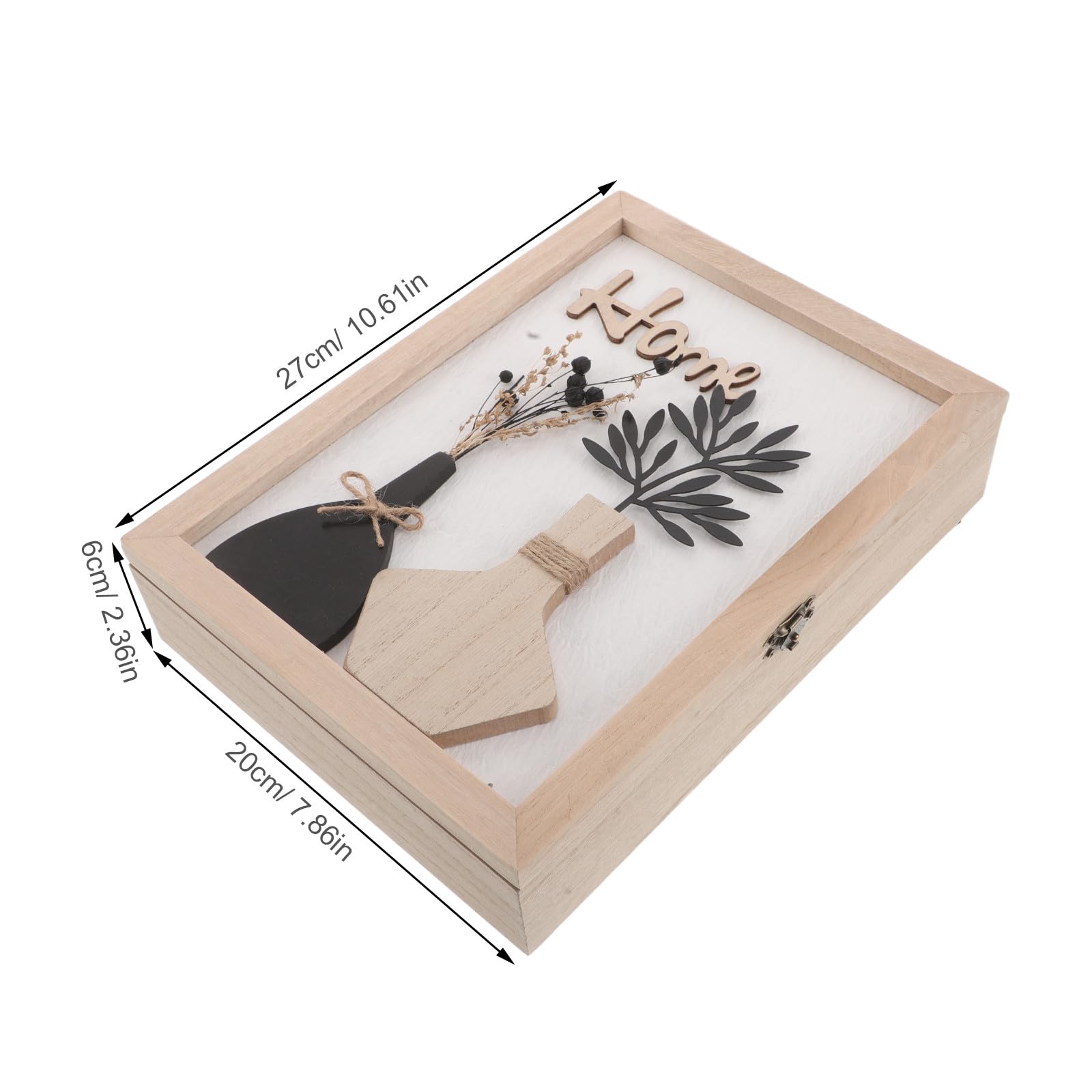 Levemolo Rustikaler Schlüsselschrank Wandmontiertes Schlüsselbrett mit Trockenblumen Kreativer Multifunktionaler Schlüsselhalter für Zuhause und Flur
