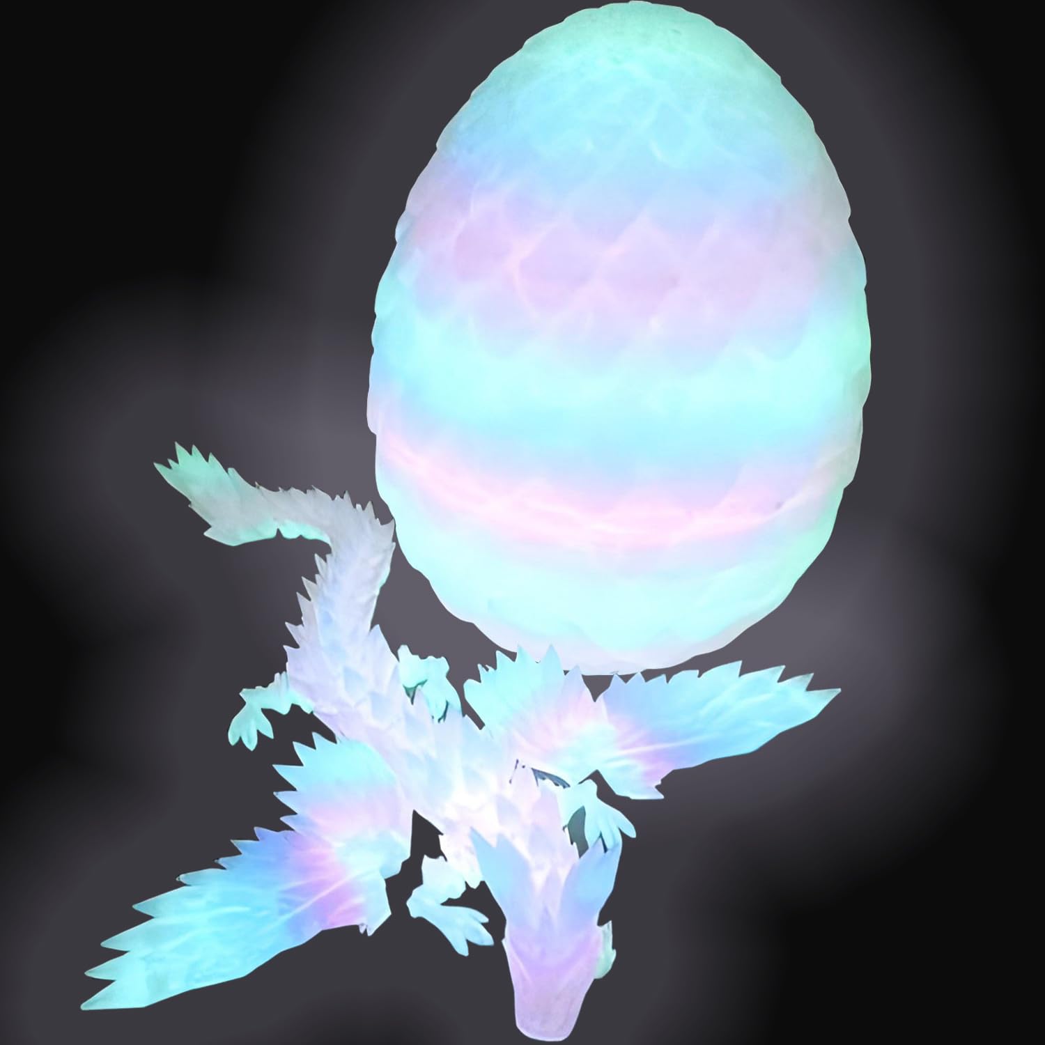 3D Printed Dragon with Egg,Glow in The Dark 5 Inch Dragon Egg with Pterosaur Dino Inside,Fidget Dragon Egg for Anxiety Relief Flexible Joints Dragon Home Desk Decor Desk Toys