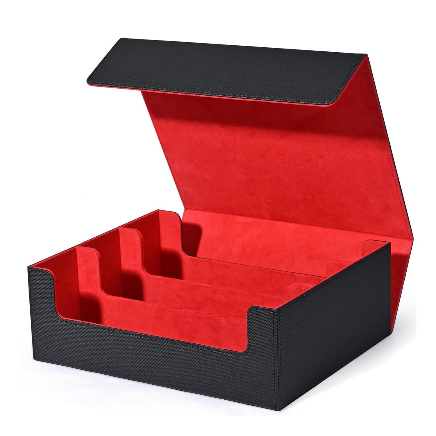 Scatola Porta Carte per Carte Collezionabili, Porta Carte con Chiusura Magnetica per Mazzo con Caricamento Laterale Superiore Scatola per Carte da Gioco Nero+Rosso Resistente
