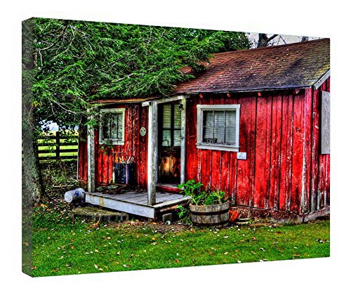 Toile Little Red House murale prête à suspendre pour masquer mur vide