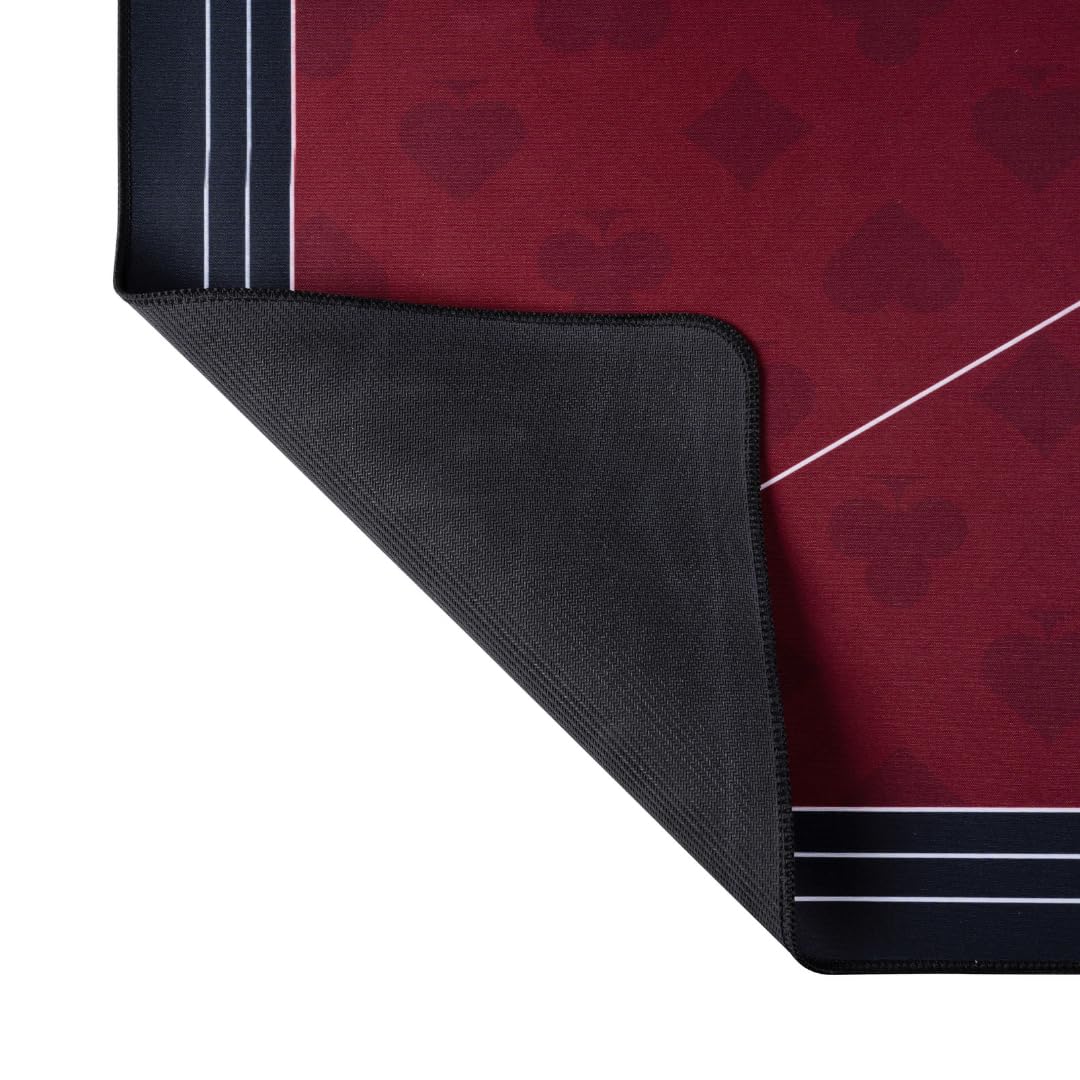 Engelhart-320999, Poker Table Mat Texas Hold’em Red 177 × 89 cm, Polyester + Non-Slip Rubber, Marked Play Zones - Image 2