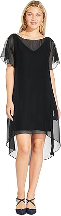 Adrianna Papell Women's Flutter Sleeve Chiffon Dress with High Low Hemline