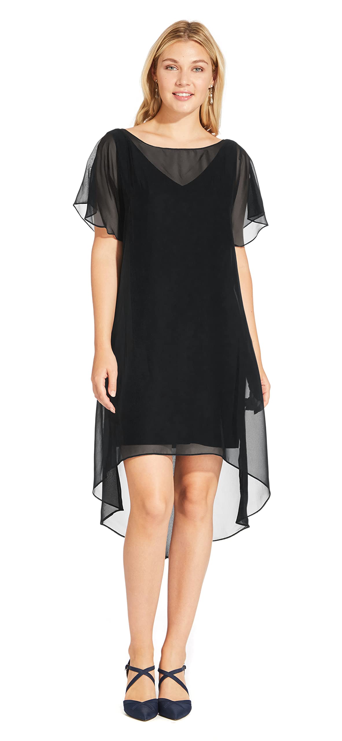 Photo 1 of Adrianna Papell Women's Flutter Sleeve Chiffon Dress - Large, Blue