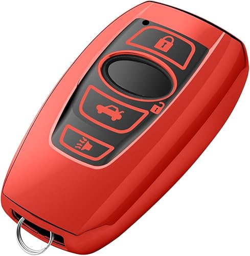 Tukellen Compatible con Subaru - Funda protectora para llave de automóvil, compatible con WRX Outback Ascent Forester Crosstrek Legacy Impreza (rojo)