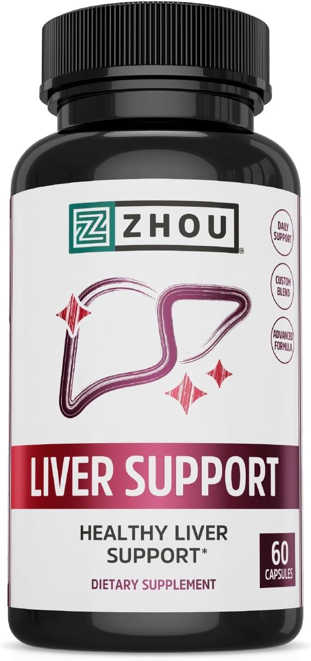 Zhou Liver Support: Milk Thistle Detox Supplement with Turmeric, Artichoke & Dandelion - 60 Vegan Capsules for Men & Women