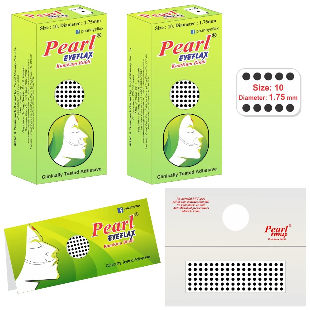Velvet Kumkum Bindi with 15 Flaps Each Box - Self Adhesive, Reusable for Women Ladies Girls Pack 2 (Black Round, Size 10, Diameter 1.75mm)-image-2