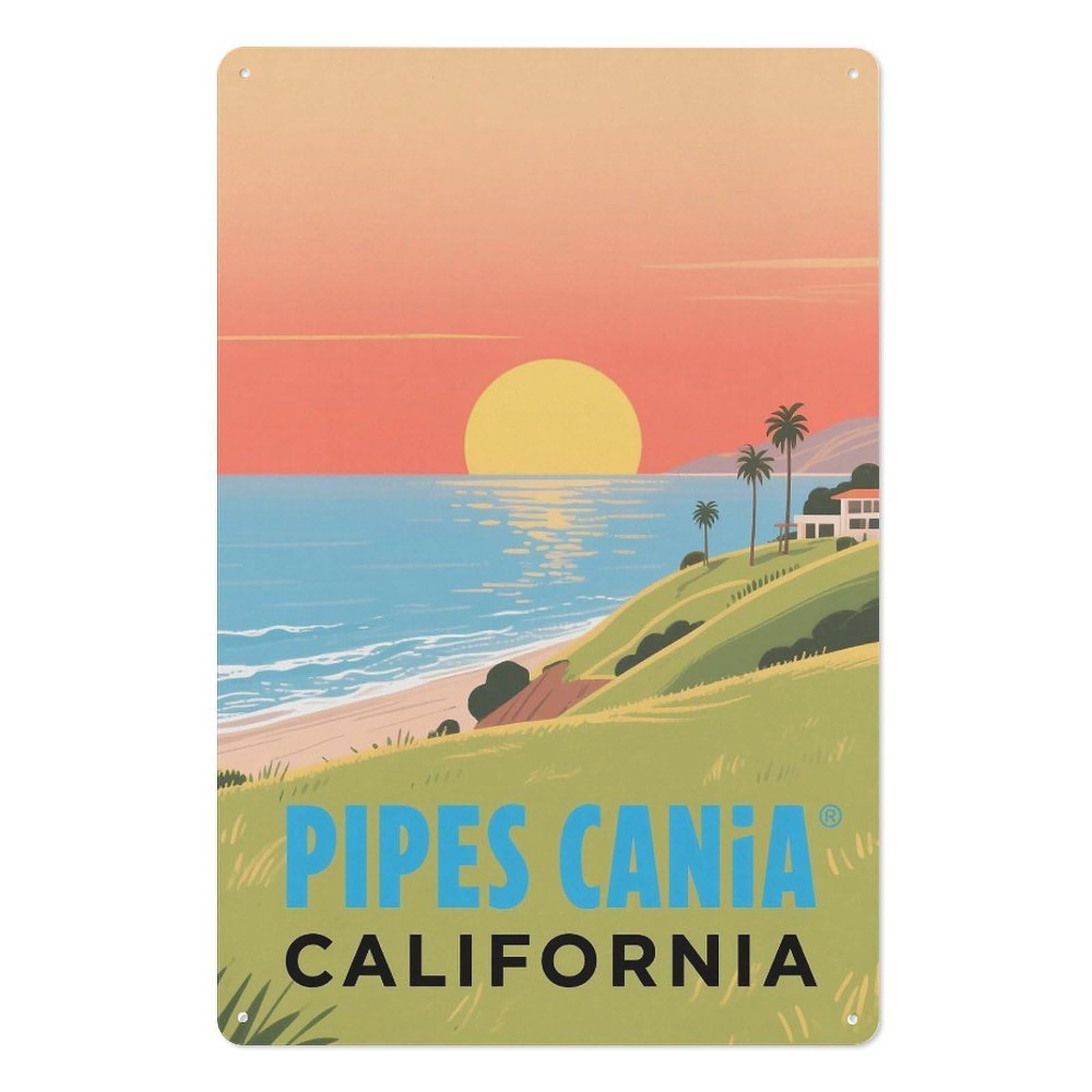Pipe California Retro Design Tin Paintings Vintage Tin Sign 08x12inch(20x30cm) Wall Art for Home Office Bedroom Living Room Cafes Wall Decor