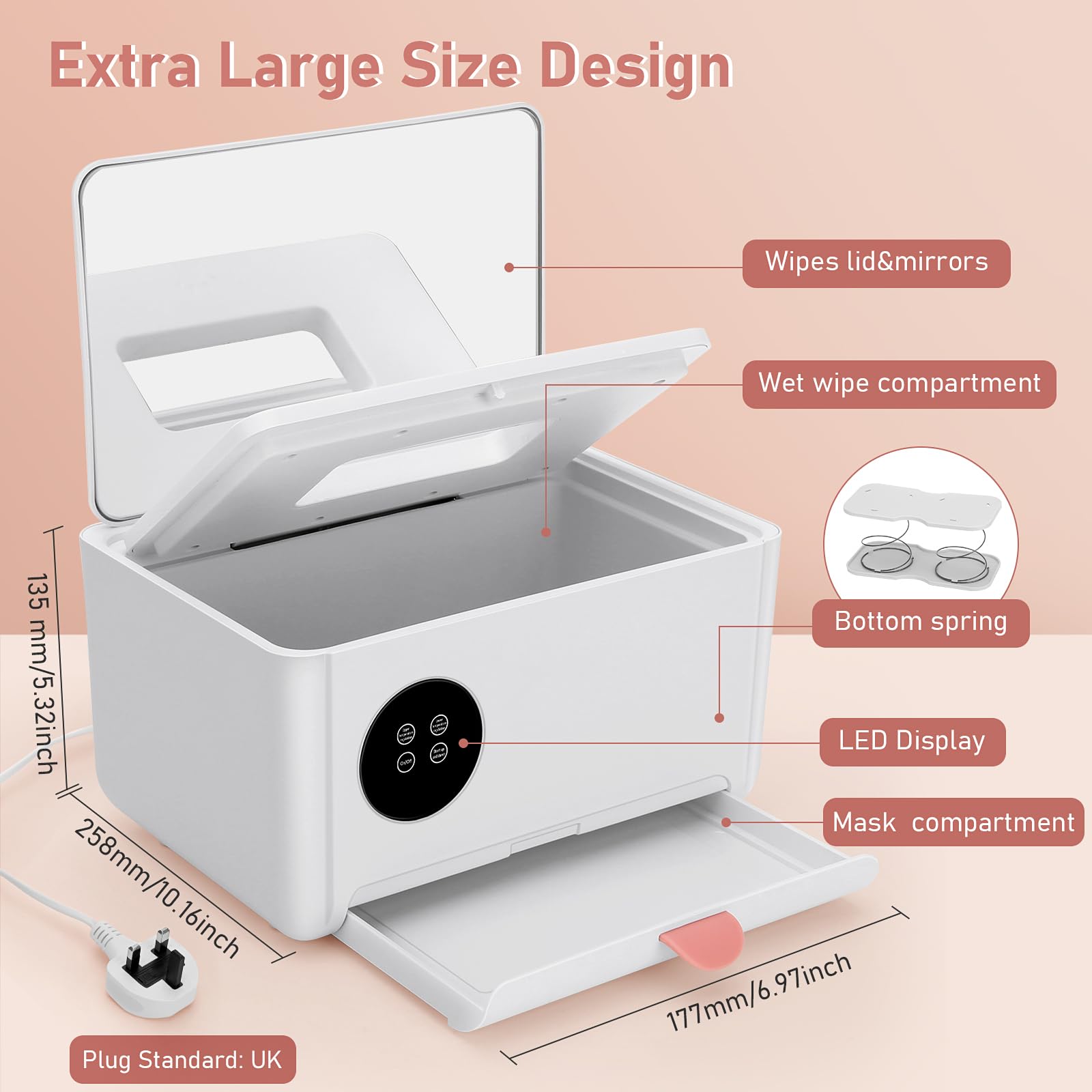 Baby Wipes Warmer, MYPIN Wet Wipe Warmer for Babies Wet Wipes Dispenser Box with LED Touchscreen - Image 3