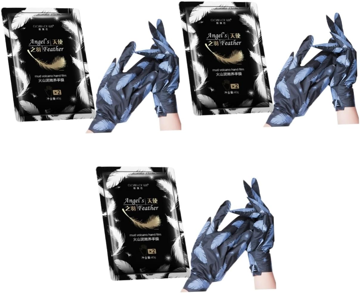 MAGICLULU 3 Pair Gloves Hand Mask Hands Peeling Mask Volcanic Mud Exfoliating