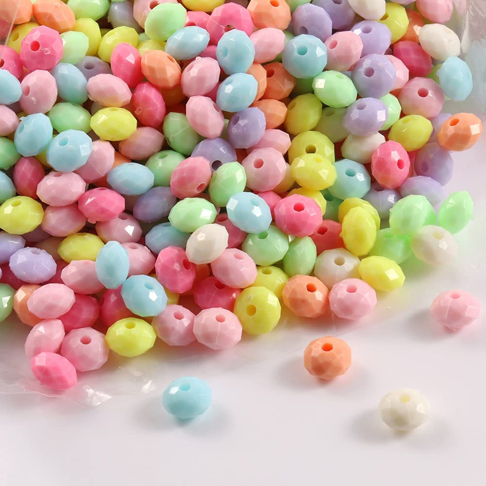 KASILU ZHUZ422 100/200 pz Colore Misto di Caramelle sfaccettato Rotondo Acrilico distanziatore Perline Perline per Gioielli Fai da Te Che Fa Accessori 8mm .Fai da Te (Item Diameter : 100pcs