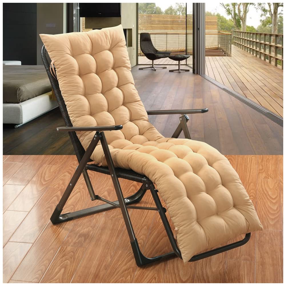 Cuscino per Sdraio Lettino Universale Cuscino Imbottito per Sedia a Sdraio Relax Materassino Rettangolare per Sdraio Automatica,Cammello,48X158CM