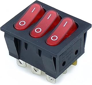 FUERLI Interruptores basculantes Grandes, Interruptor Rojo de Tres vías, 9 Pines, 2 Posiciones, multicuchillo, un Solo Tiro, 15A, 250V, 20A, 125VAC, Encendido y Apagado de CA