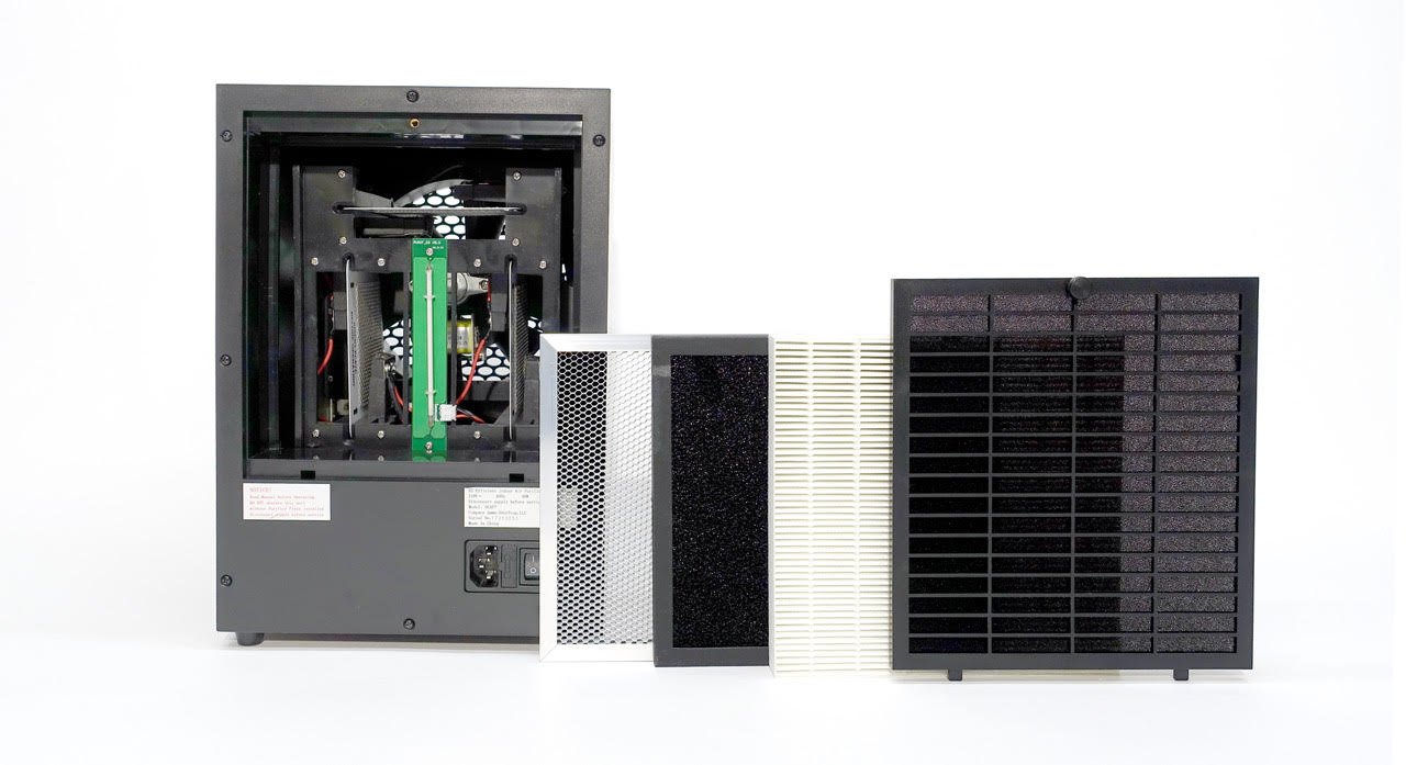 OdorStop OSAP7B - 7 in 1 Air Purifier with True HEPA Filter, Active Carbon, Ionizer, TiO2, 3 Ozone Plates and Remote Control