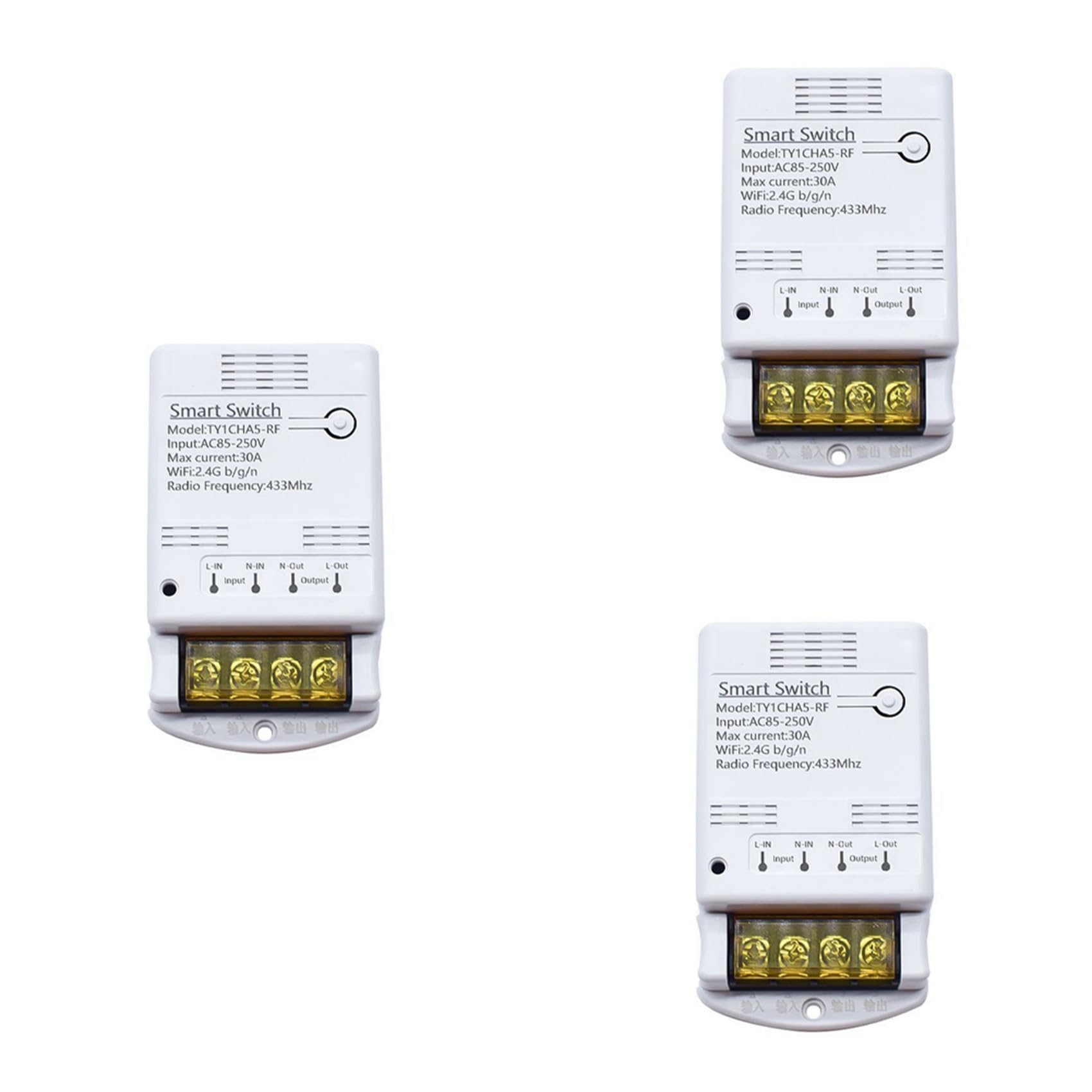 3X Tuya Wifi 30A Módulo de Relé 85-250V Interruptor Inteligente DIY 433MHZ Controlador APP Voice Relay Timer Control Remoto