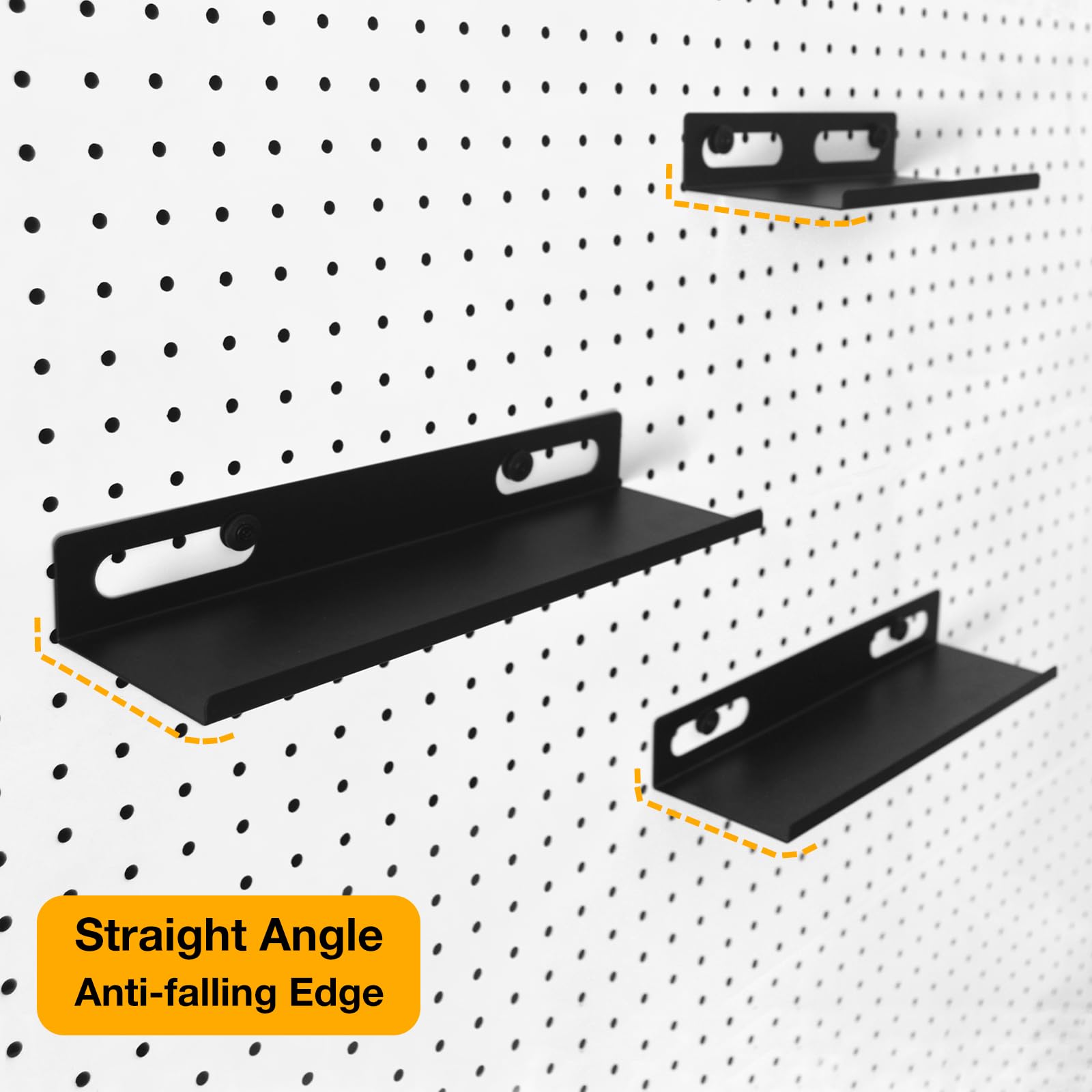 PEKGRIL 10x Stecktafel-Regale Aus Metall – 25,4x10,9cm, Schwarz, Lackiert – Zubehör Für Lochwände Zur Aufbewahrung Und Präsentation