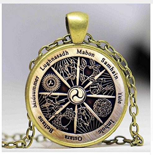 Zodiac Wicca Pendant, Zodiac Wicca Charm Necklace,Crescent Retro Necklace,Women Jewelry Men Gift